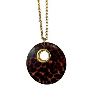 Leopard Print Pendant Necklace with Gold Chain